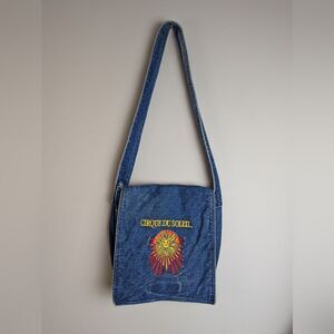 Cirque du Soleil Denim Shoulder Bag with Embroidered Sun Logo - Vintage …